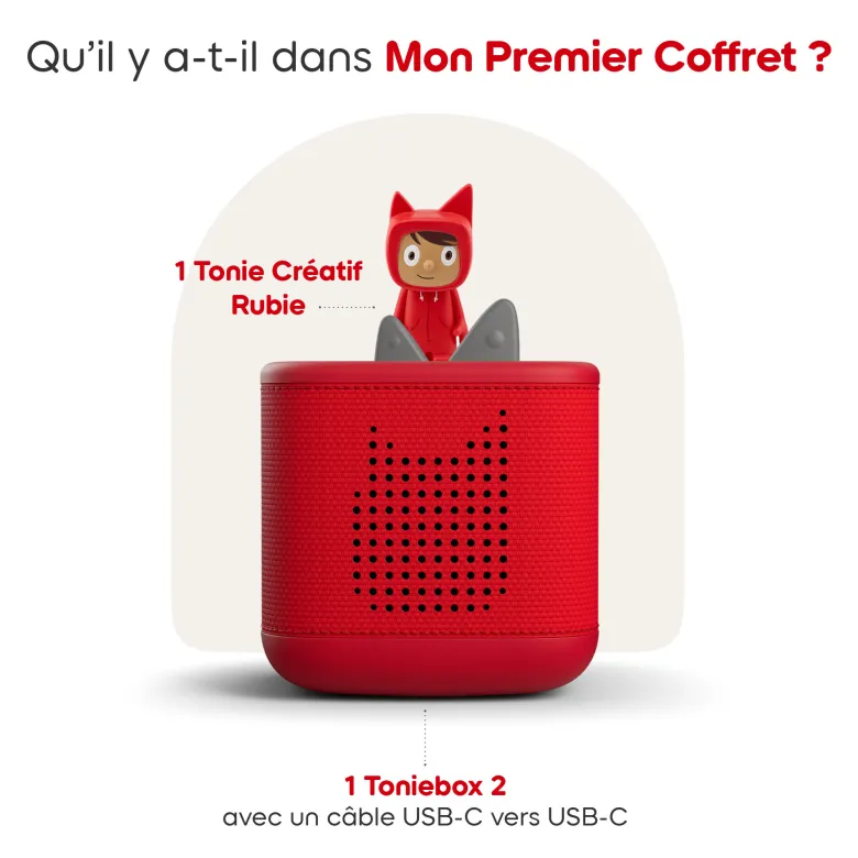 Mon premier coffret toniebox 2 - boite à histoires - rouge coquelicot