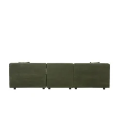 Monroe canapé 3 places + 1 pouf en velours côtelé vert
