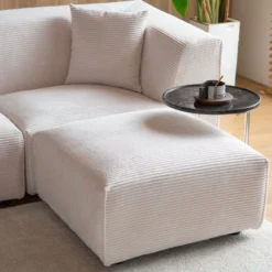 Monroe canapé 3 places + 1 pouf modulable velours côtelé beige