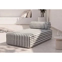 Méridienne modulable - tissu extérieur à rayures Anthracite