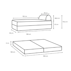 Méridienne modulable - tissu extérieur à rayures Anthracite