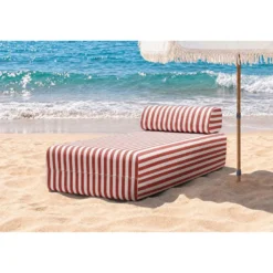 Méridienne modulable - tissu extérieur à rayures Rouge