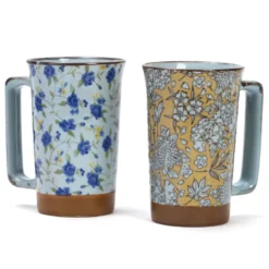 Mug fleuri en céramique Beige