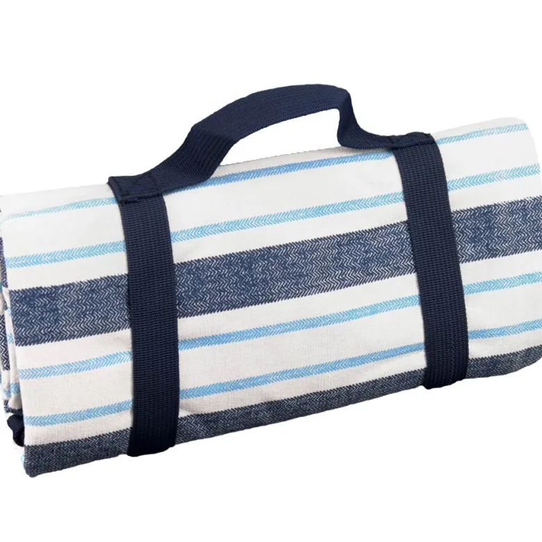 Nappe picnic rayures bleu blanc 140x140