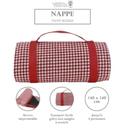 Nappe picnic vichy rouge 140x140cm