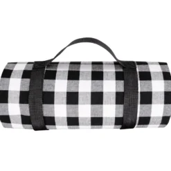 Nappe pique-nique carreau noir 280x140cm