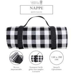 Nappe pique-nique carreau noir 280x140cm