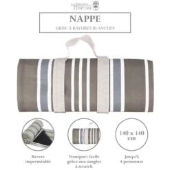 Nappe pique-nique grise 140x140cm