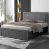 Nashville lit coffre 160x200cm en velours gris