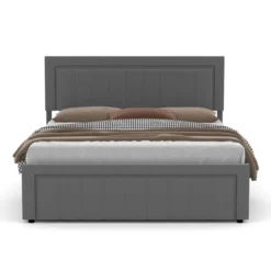 Nashville lit coffre 160x200cm en velours gris