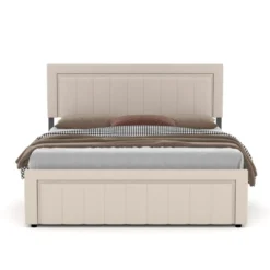Nashville lit coffre 160x200cm en velours beige