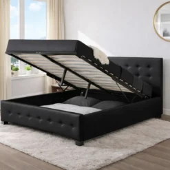Newington lit coffre 140 x 190 cm noir