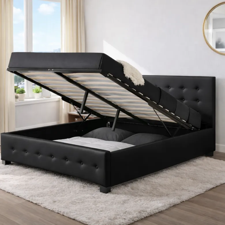 Newington lit coffre 140 x 190 cm noir