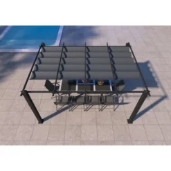 Nila pergola auto-portée 3 x 4 m avec toile rétractable grise