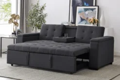Noho canapé convertible 3 places en tissu gris foncé