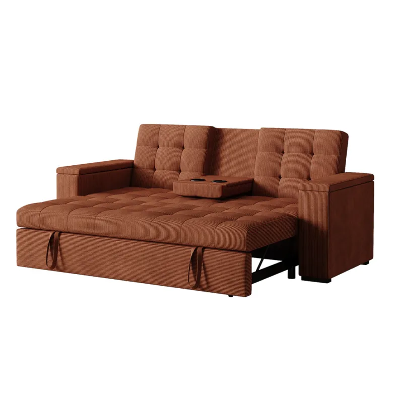 Noho canapé 3 places convertibles terracotta velours côtelé