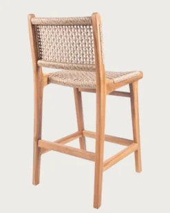 Nolan - chaise de bar en teck et corde viro tressée