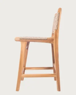 Nolan - chaise de bar en teck et corde viro tressée