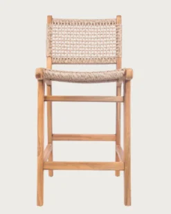 Nolan - chaise de bar en teck et corde viro tressée