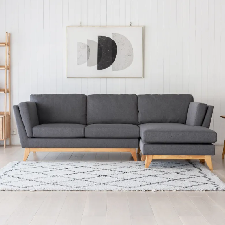 Norden canapé d'angle réversible 4 places en tissu gris foncé