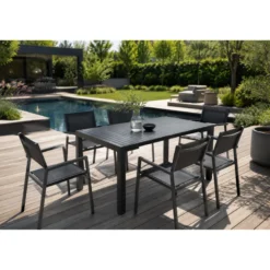 Olhao console extensible et 6 chaises en aluminium