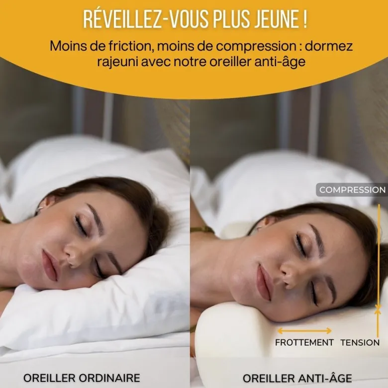 Oreiller anti-âge avec taie 100 % soie