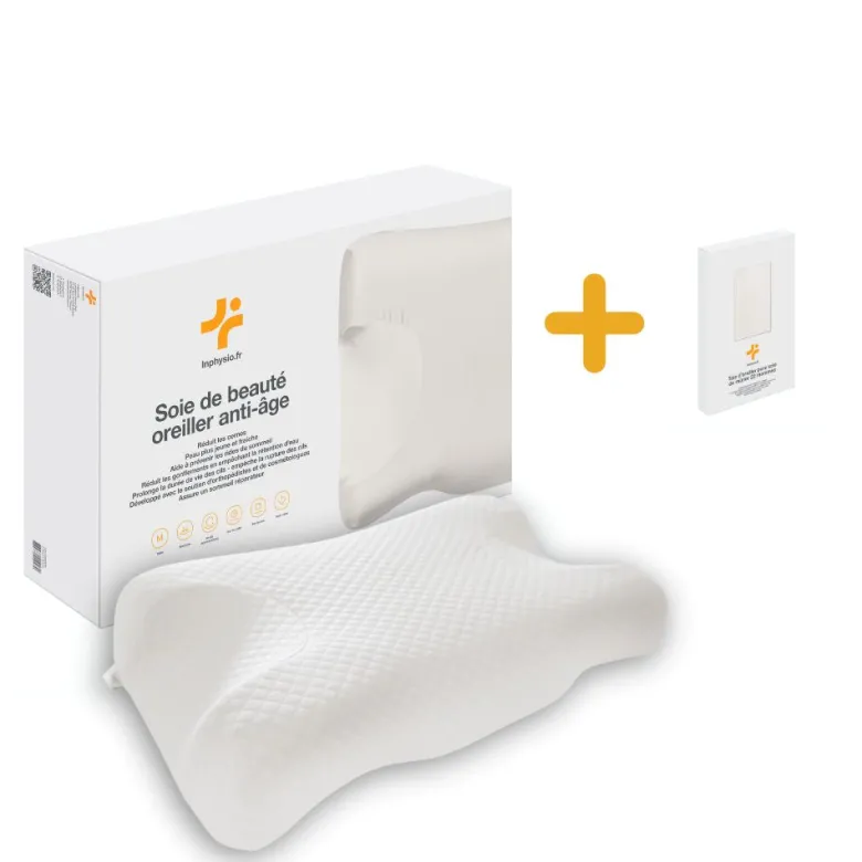 Oreiller anti-âge avec taie 100 % soie