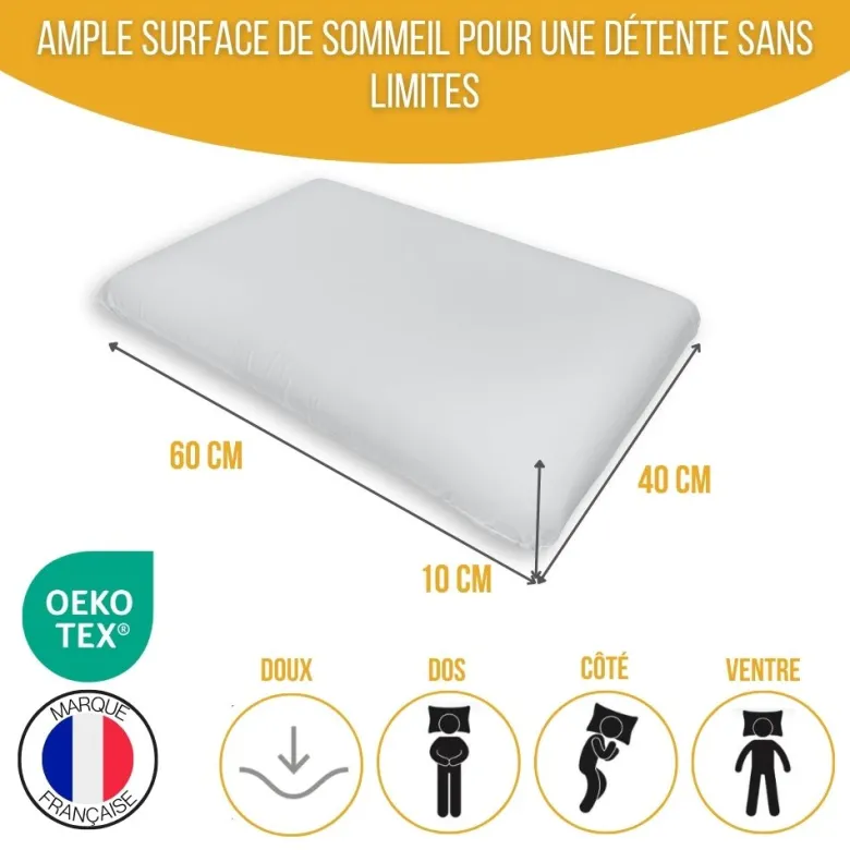 Oreiller bambousatiné peaux sensibles