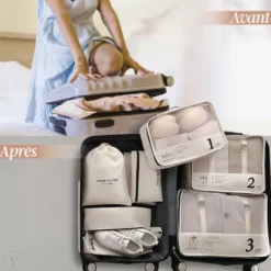 Organisateur de voyage, 7 pièces - noir