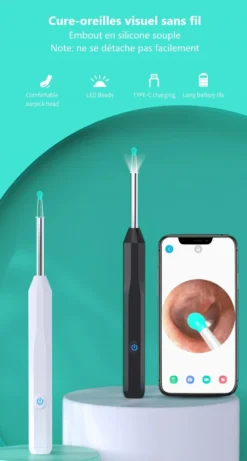 Otoscope oreille 1080p hd wifi nettoyage oreille