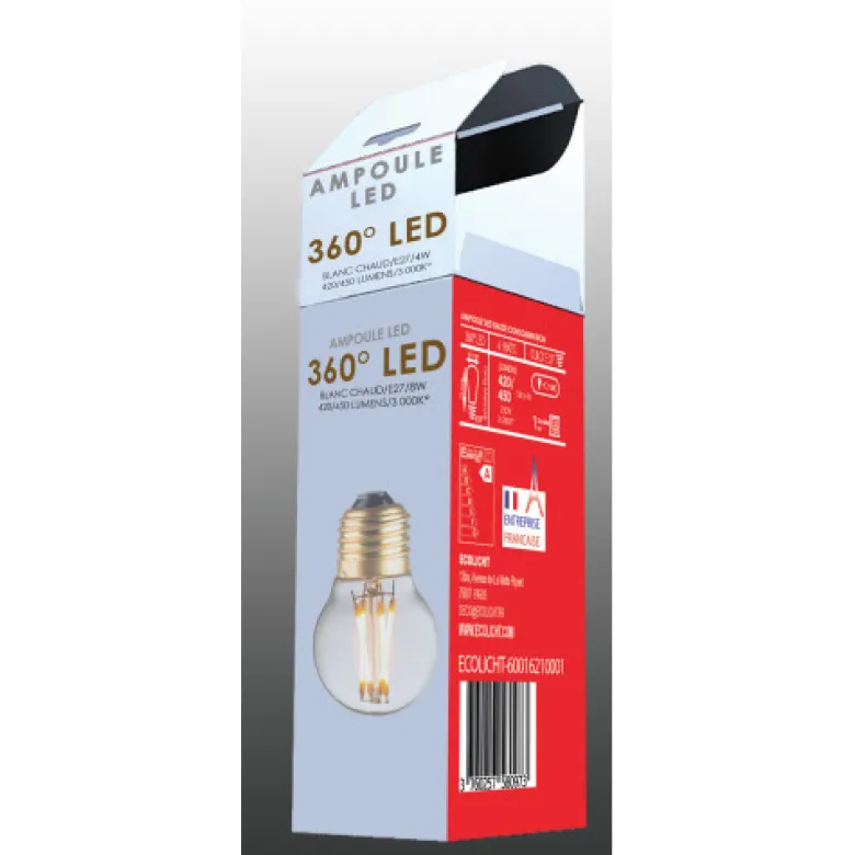 Pack 3 ampoules e27 led filaments droits