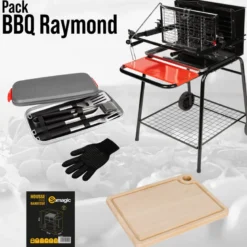 Pack barbecue au charbon de bois à foyer vertical raymond