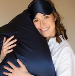Pack découverte - taie en 100% soie et masque de sommeil Bleu foncé