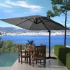 Palatino parasol gris déporté carré 3 x 3 m rotatif à 360