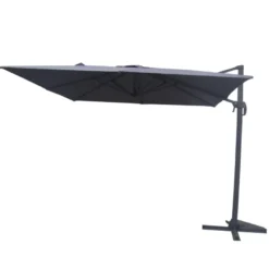 Palatino parasol gris déporté carré 3 x 3 m rotatif à 360