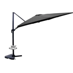 Palatino parasol gris déporté carré 3 x 3 m rotatif à 360