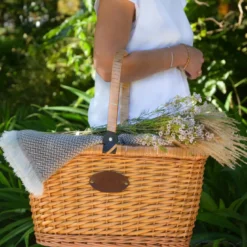 Panier glacière en osier chantilly bleu