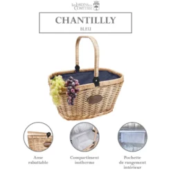Panier glacière en osier chantilly bleu