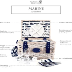 Panier pique-nique marine - 2 personnes