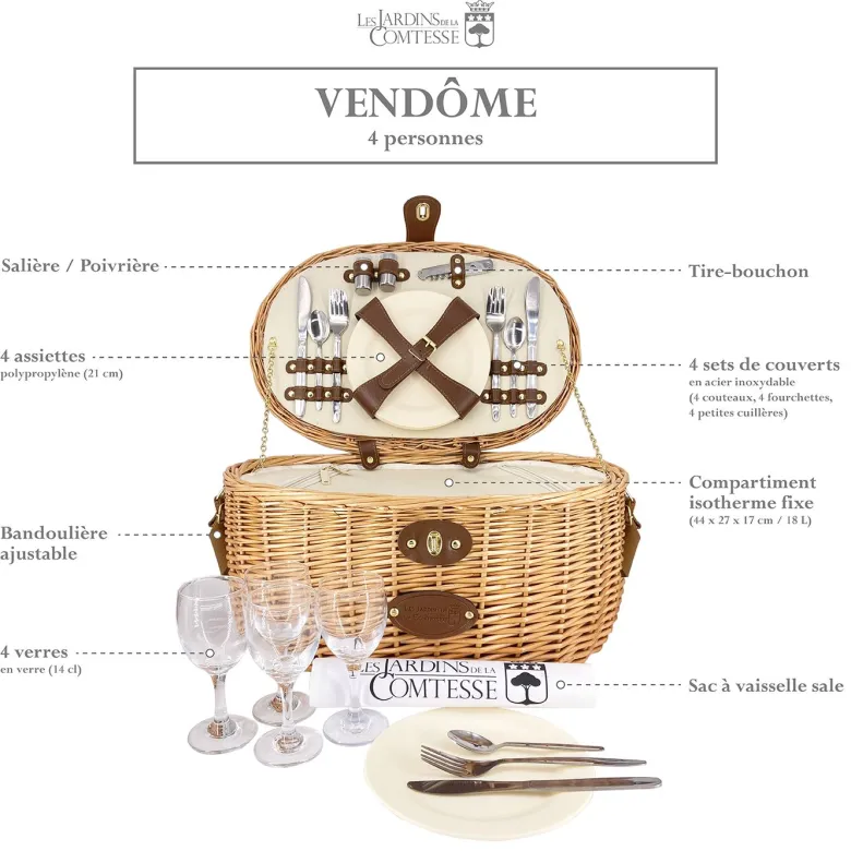 Panier pique-nique 4 personnes vendôme