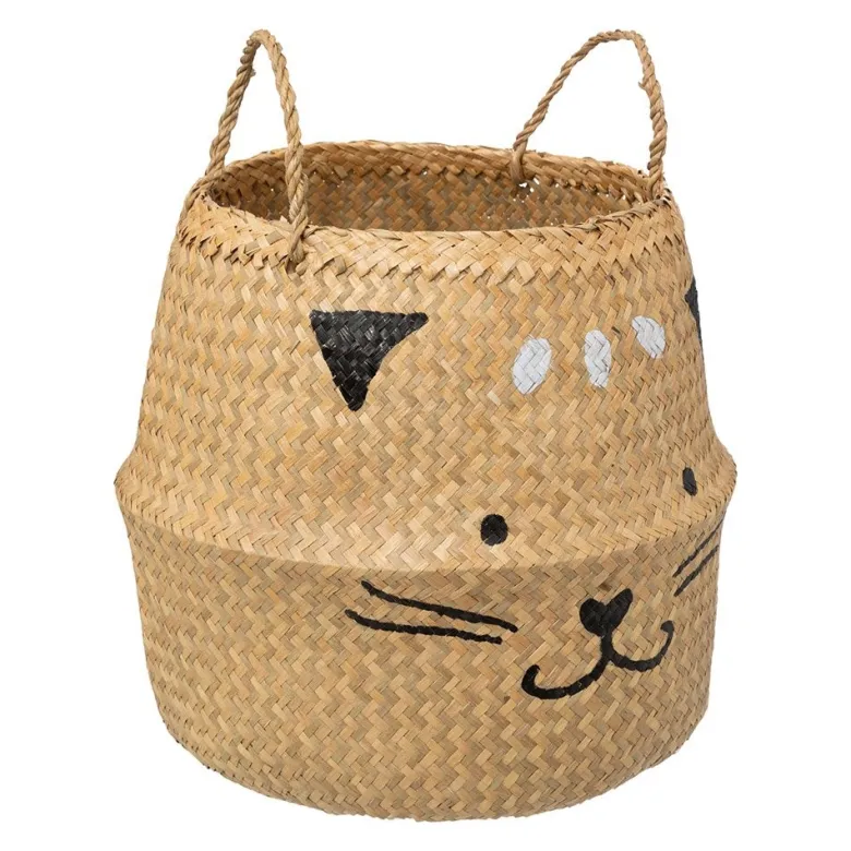 Panier pliable en roseau chat d35