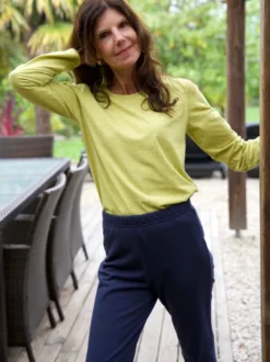 Pantalon pyjama cigogne long bleu marine (><noscript><img width=