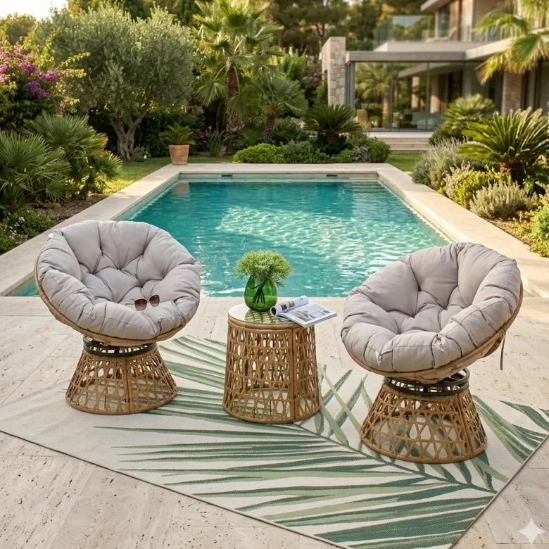 Papasan salon de jardin 2 fauteuils et 1 table