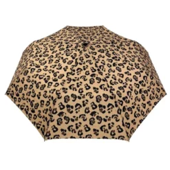 Parapluie automatique résistant au vent toile recyclée poignée en bois d’érable Léopard