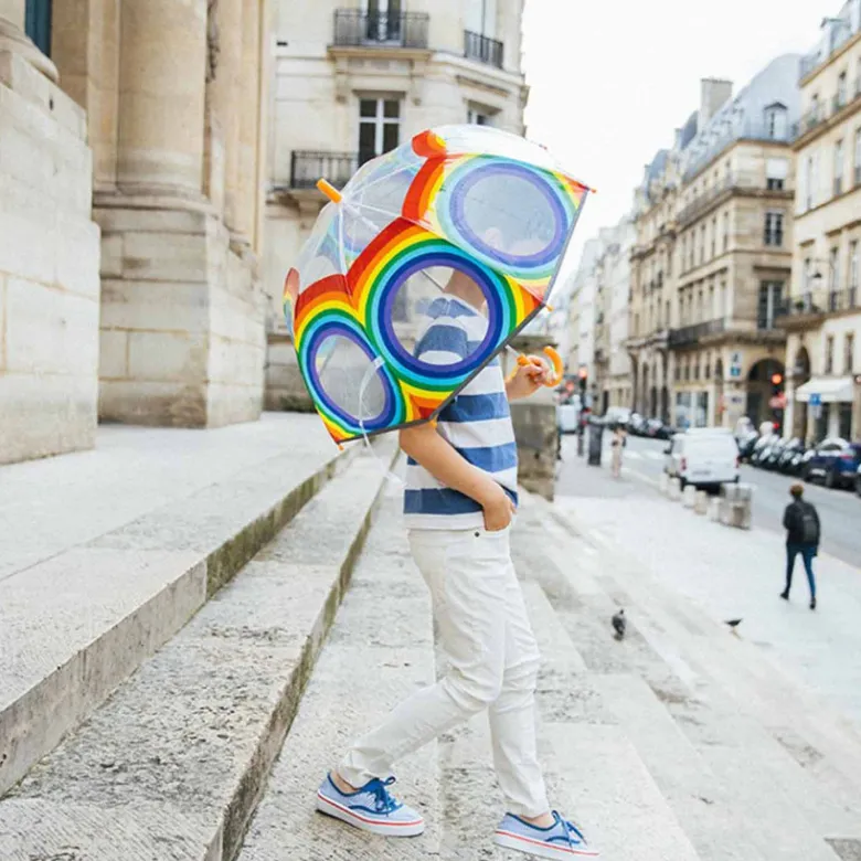 Parapluie enfant transparent arc en ciel