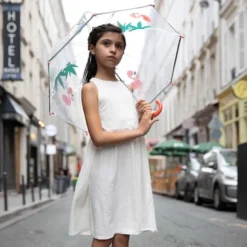 Parapluie enfant transparent flamant