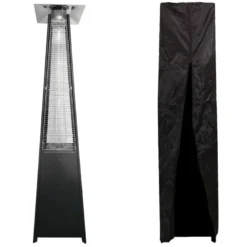 Parasol chauffant gaz stockholm 13kw acier noir + housse de protection