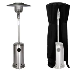 Parasol chauffant oslo chauffage d'extérieur gaz acier inox + housse