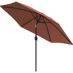 Parasol d'extérieur avec led et mât en 300 x 300 x 248 cm orange