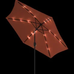 Parasol d'extérieur avec led et mât en 300 x 300 x 248 cm orange